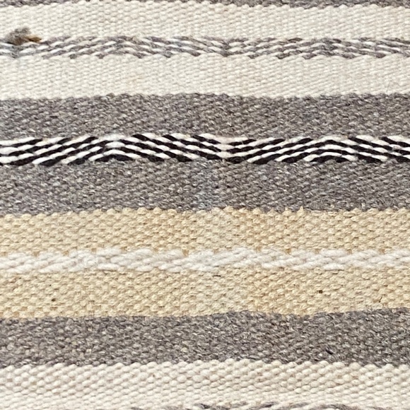 VTG Wool Hand Woven Table Runner Topper Small Rug 61 X 21 Neutral Earth Chunky - Picture 6 of 13